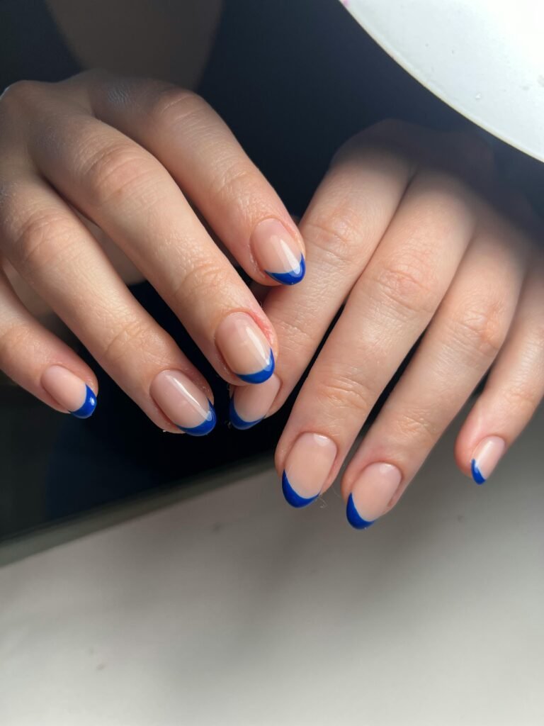 Color block tips Nail art color block blue tips